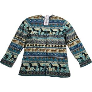 Phool Reversible Quilted Jacket Women's Size‎ Small Teal Boho Hippie New